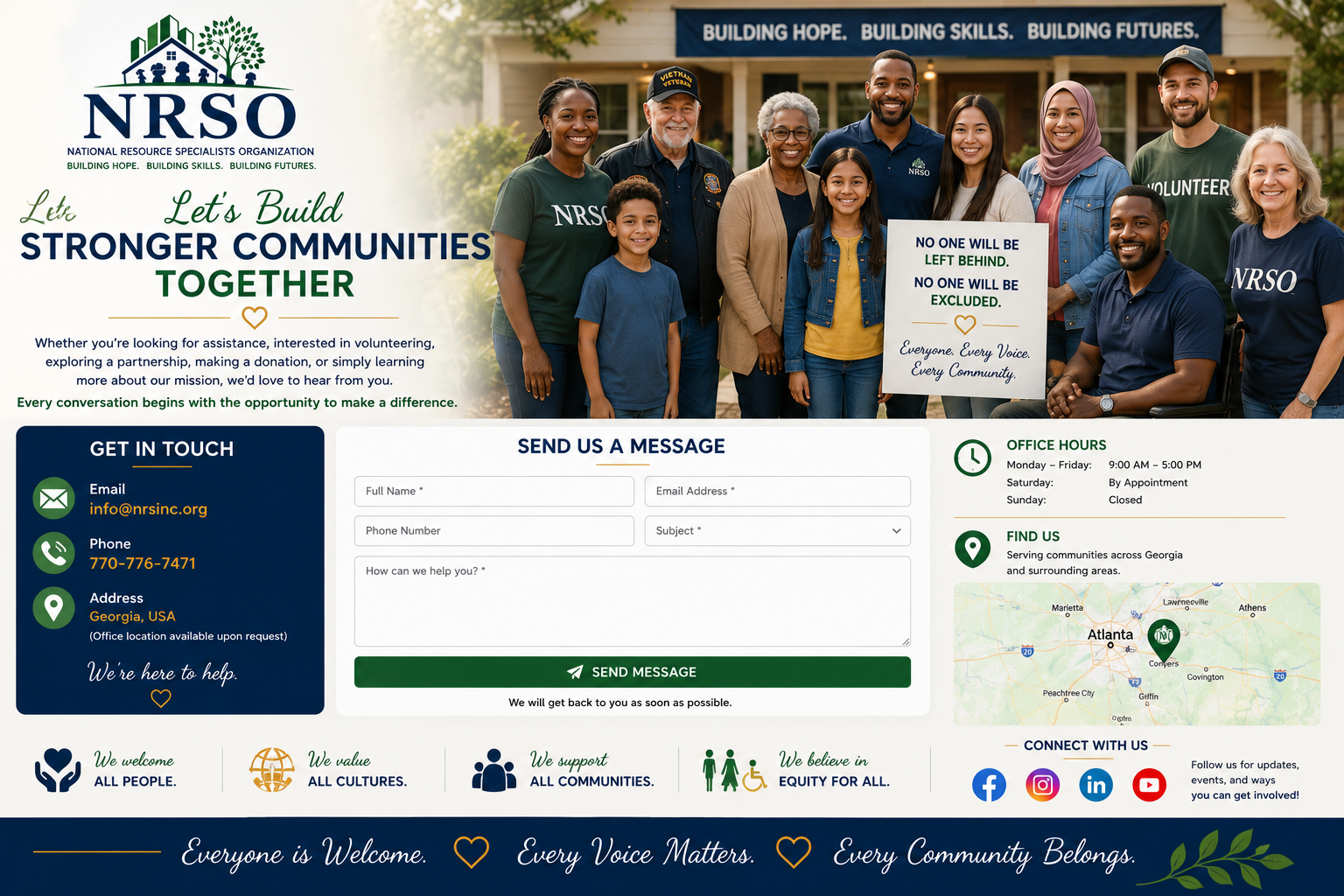 NRSO contact and community banner
